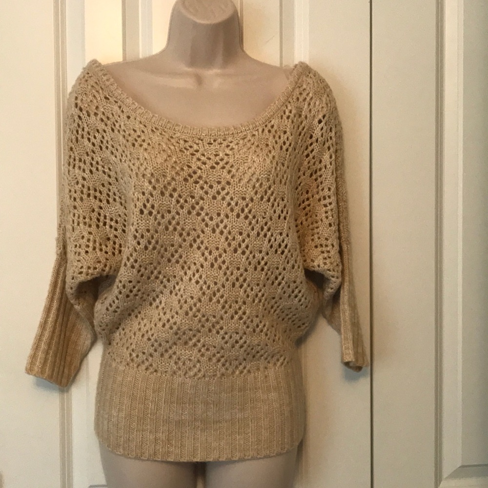 Shrug Sweater with gold thread